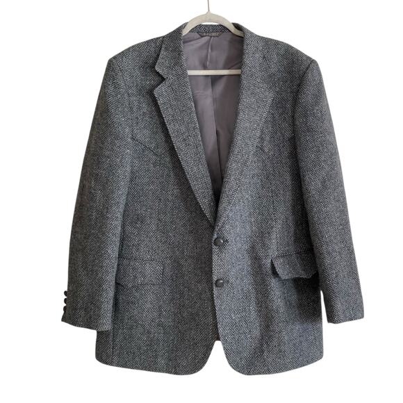 Vintage 60s Levi’s Gray Wool Tweed Single Breasted Western Formal Blazer Sz 46R - Picture 1 of 16